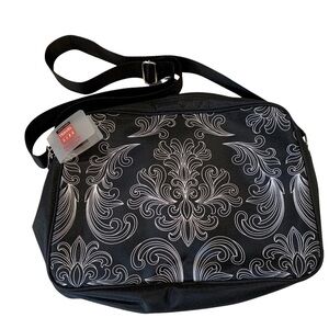 Torre & Tagus NWT Black Graphic Print Travel Shoulder Bag
